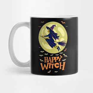 Happy witch flying on a broomstick Mug